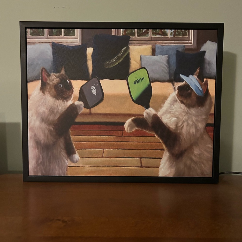 Black Siamese Cat Wall Decor with Playful Toy Design